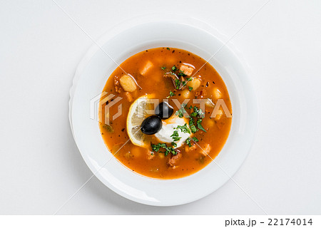 Meat solyanka- traditional Russian soup Meat solyanka- traditional Russian soup 22174014