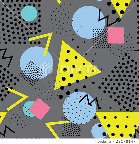 Seamless geometric pattern in retro, memphis 80s Seamless geometric pattern in retro, memphis 80s 22178147