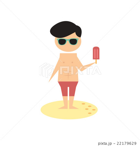 Flat web icon on white background man ice cream  22179629