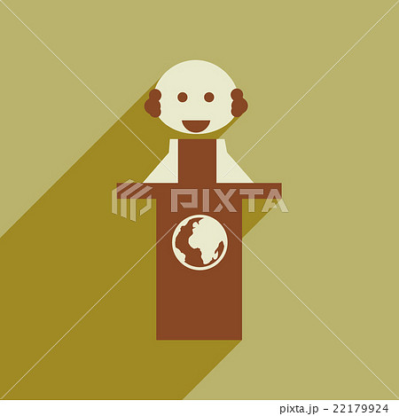 Flat web icon with long shadow man stands Tribune Flat web icon with long shadow man stands Tribune 22179924