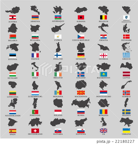 Europe country territories with flag 22180227