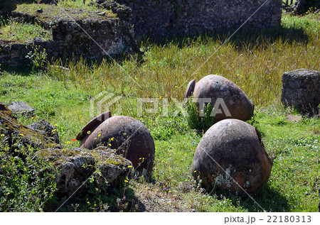 old historic vases in pompei city excavation italy 22180313