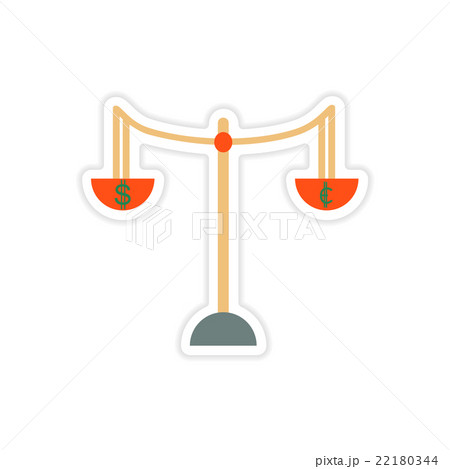stylish sticker on paper Scales and coins 22180344