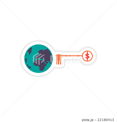 stylish sticker on paper globe and key money stylish sticker on paper globe and key money 22180413