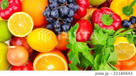 background of different fruits and vegetables 22180643