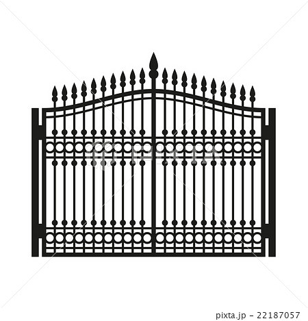 Fence Wrought Iron Gate. Old Style Door. Vector 22187057