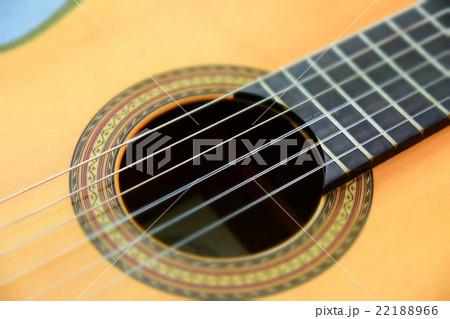 ハウザー クラシックギターのサウンドホール アップ の写真素材