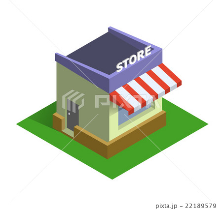 Flat isometric store logo, on line shopping and e 22189579