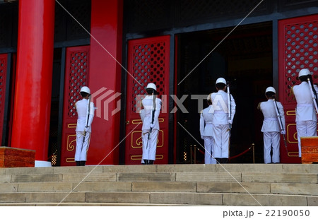 台湾の忠烈祠衛兵交代式の写真素材