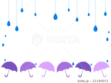 紫の傘と雨のフレームのイラスト素材