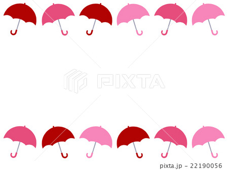 赤とピンクの傘のフレームのイラスト素材
