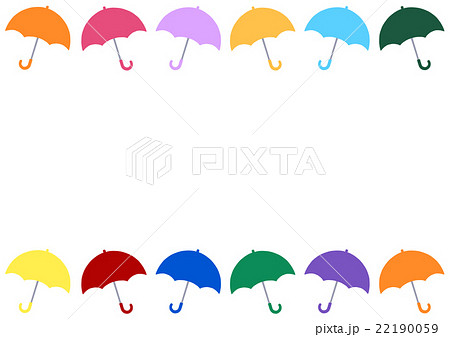 カラフルな傘のフレームのイラスト素材