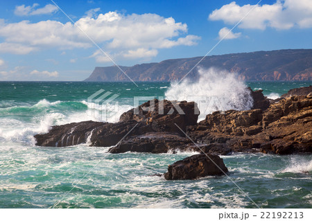Powerful Ocean Waves crushing on a rocky coast 22192213