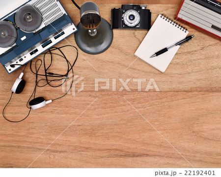 Old retro object on wooden table Old retro object on wooden table 22192401
