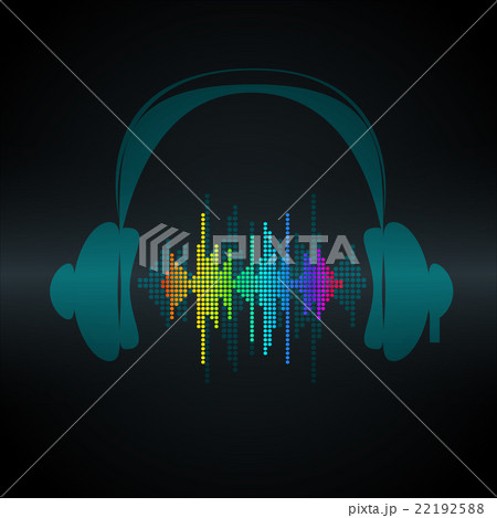Vector sound wave with headphones. Vector sound wave with headphones. 22192588
