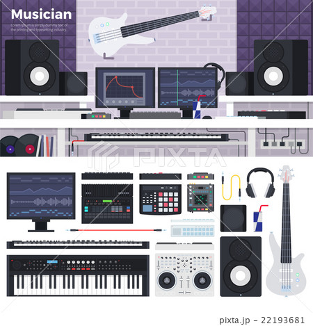Musician workspace with musical instruments 22193681