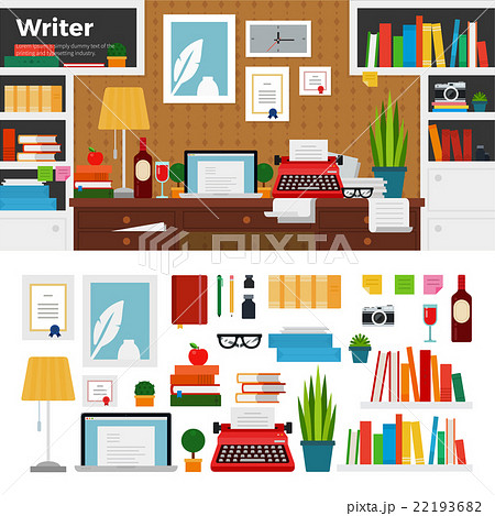Writer cabinet interior with books Writer cabinet interior with books 22193682
