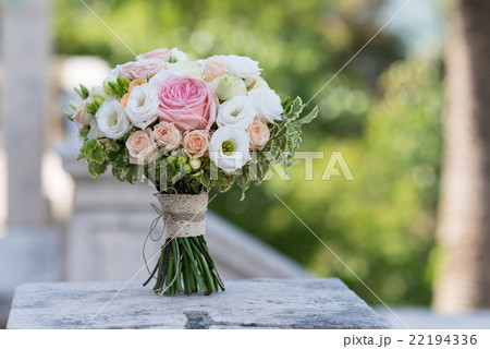 bridal bouquet of roses, freesia, eustoma 22194336