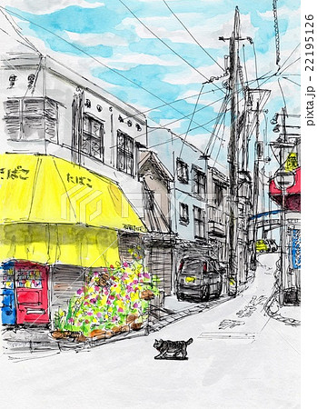 レトロな街並みのイラスト素材