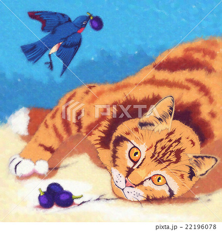 Cat and Bird Illustration 22196078