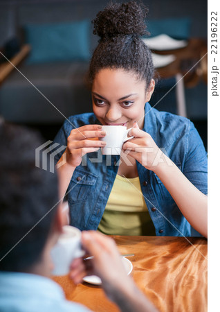 Cute boyfriend and girlfriend are dating in cafe 22196222