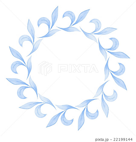 Pattern with blue leaves. Round frame 6 Pattern with blue leaves. Round frame 6 22199144