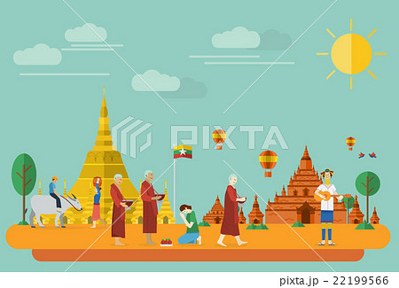 Illustration of Burma landmarks and icons 22199566