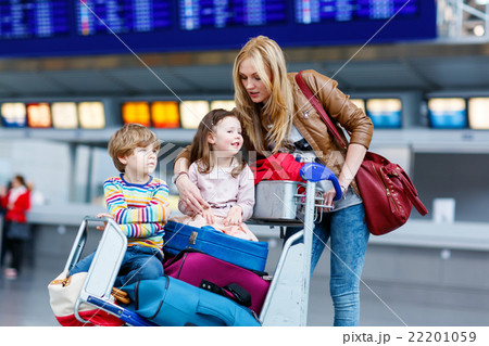 Little girl and boy and young mother with 22201059