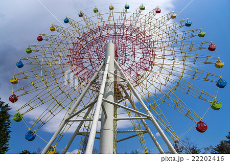 軽井沢おもちゃ王国 観覧車 正面真下の写真素材