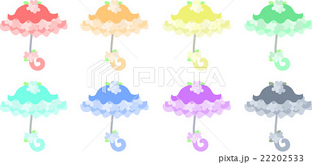 いろいろな可愛い傘のアイコンのイラスト素材 22202533 Pixta
