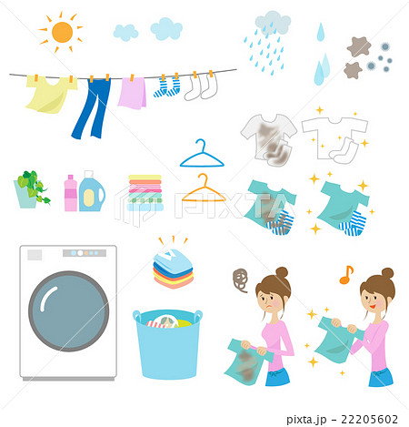 洗濯 アイコン セット Laundry Elementsのイラスト素材