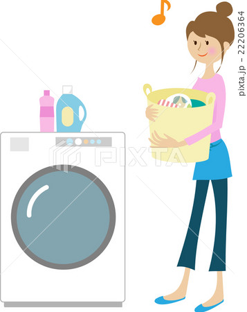 洗濯をする女性のイラスト素材