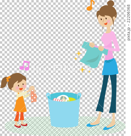 媽媽和女孩洗衣服 22206368