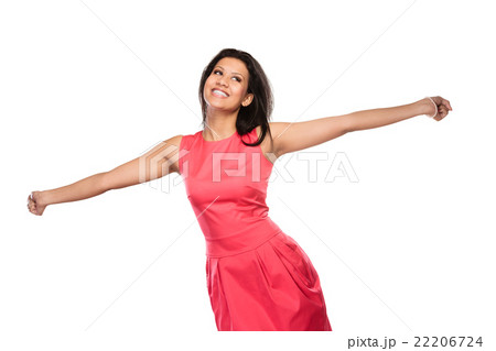 Happy mixed race woman raising arms. Joy. Happy mixed race woman raising arms. Joy. 22206724