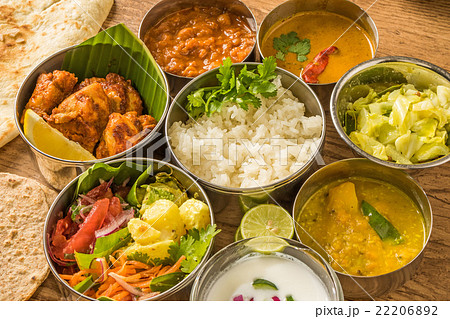 インドの典型的な定食　ミールズ　 Lunch of meals south India 22206892
