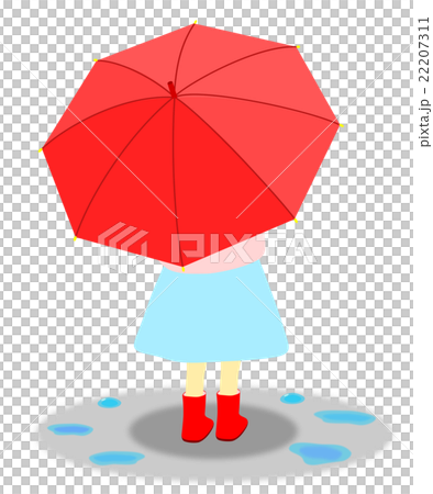 A girl with a red umbrella - Stock Illustration [22207311] - PIXTA