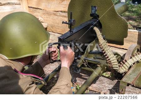 soldier fires his machine gun soldier fires his machine gun 22207566