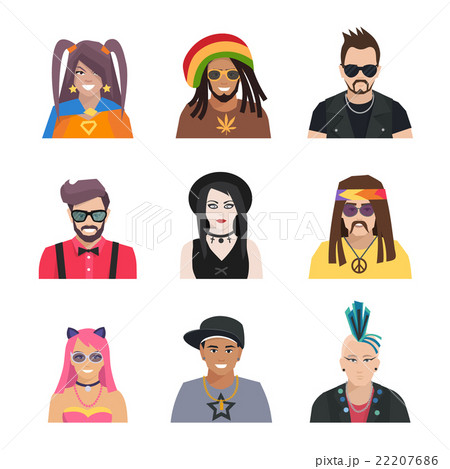 Subcultures People Icons Set 22207686