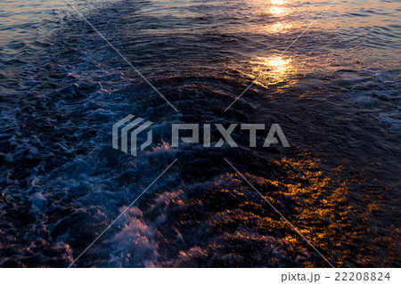 Sea sunset with ship trace Sea sunset with ship trace 22208824