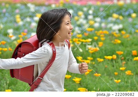 花畑で走る女の子（ランドセル） 22209082