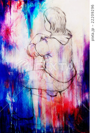 art drawing beautiful girl sitting on a chair and art drawing beautiful girl sitting on a chair and 22209296
