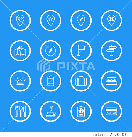 white line travel icon set circle frame white line travel icon set circle frame 22209839