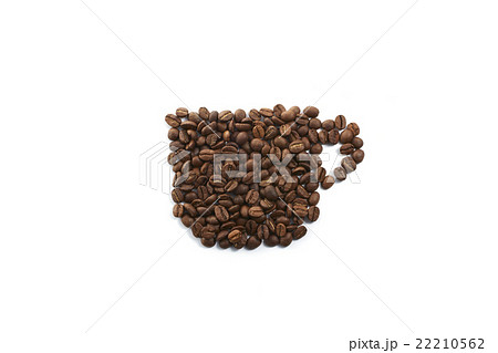 コーヒー豆でコーヒーカップの写真素材