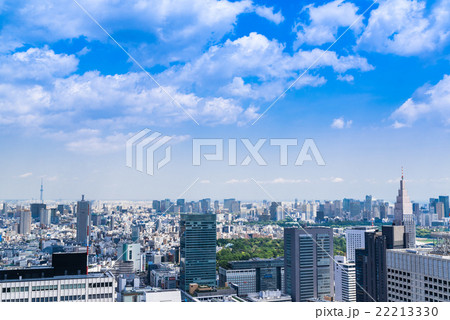 東京　青空と都市風景 22213330