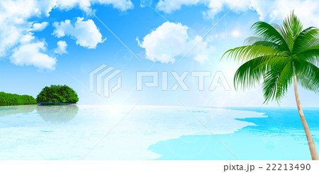 海 夏 風景 背景 のイラスト素材 [22213490] - PIXTA