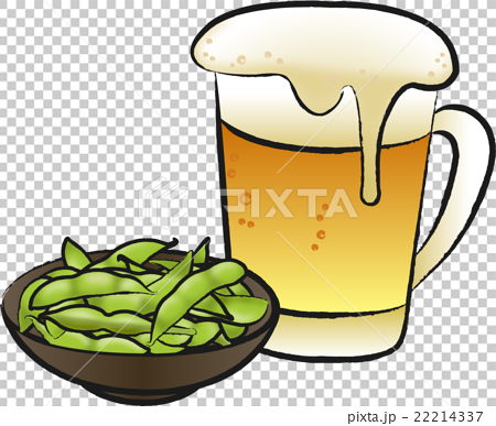 ビールと枝豆のイラスト素材