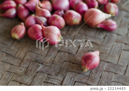 One shallot on blurred shallots background. 22214483
