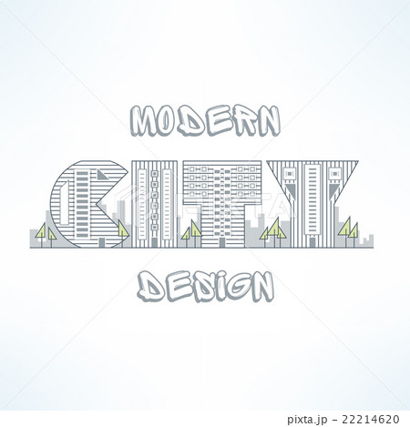 City background thin line design. Flat town street 22214620