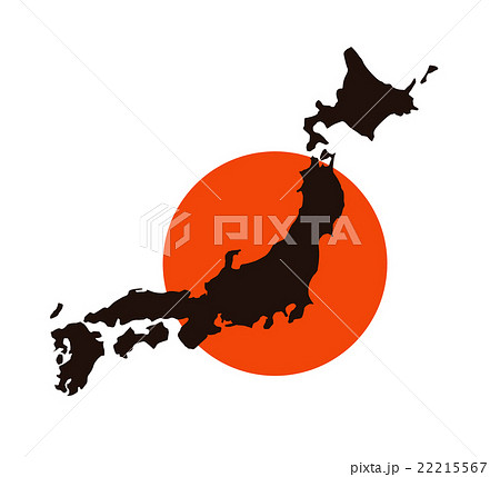日本地図と日本国旗のシンプルなアイコンのイラスト素材