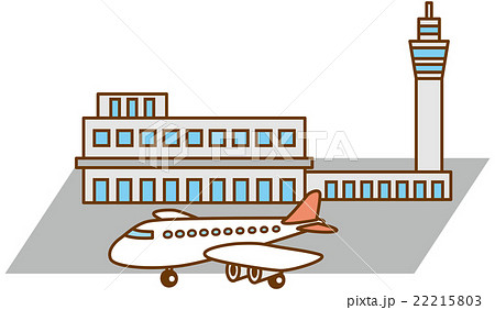 空港と飛行機のイメージイラストのイラスト素材